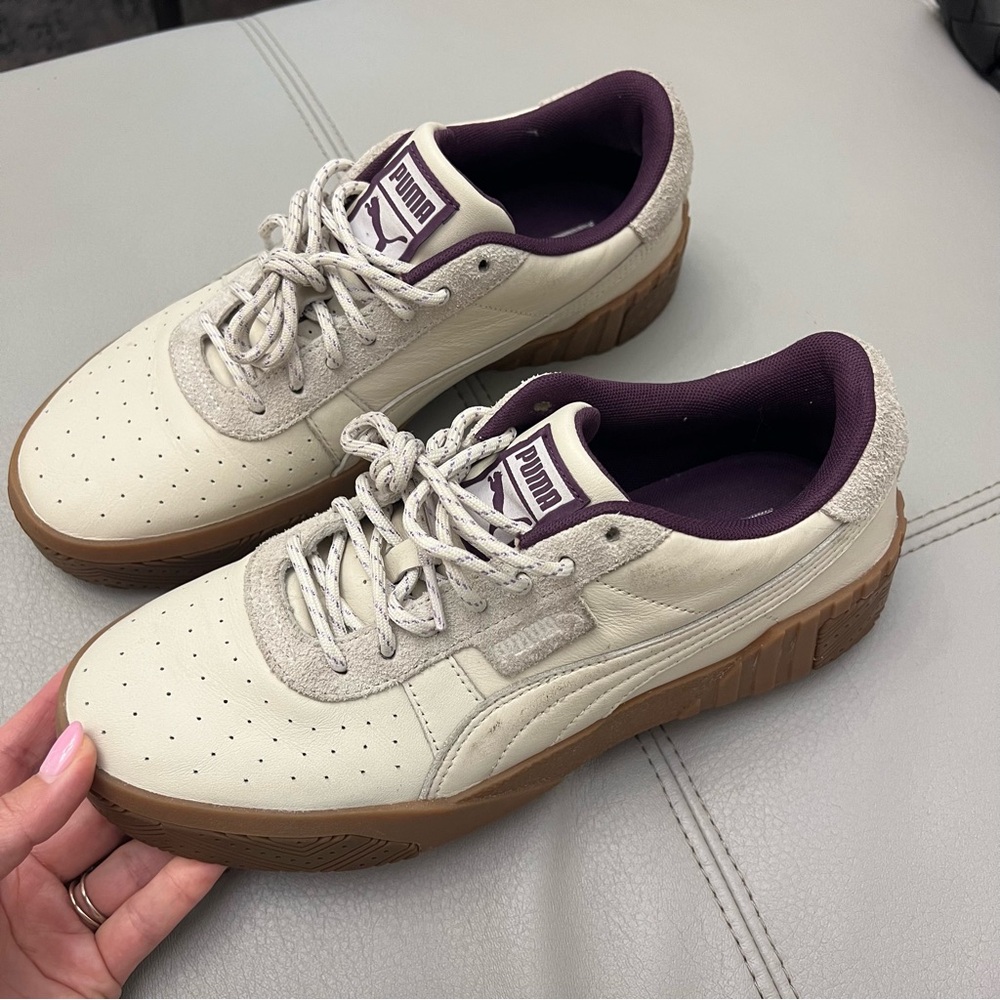 Puma Cali Outdoor Hustle Sneaker Women's 11 Beige Leather Perforated shoes KK
